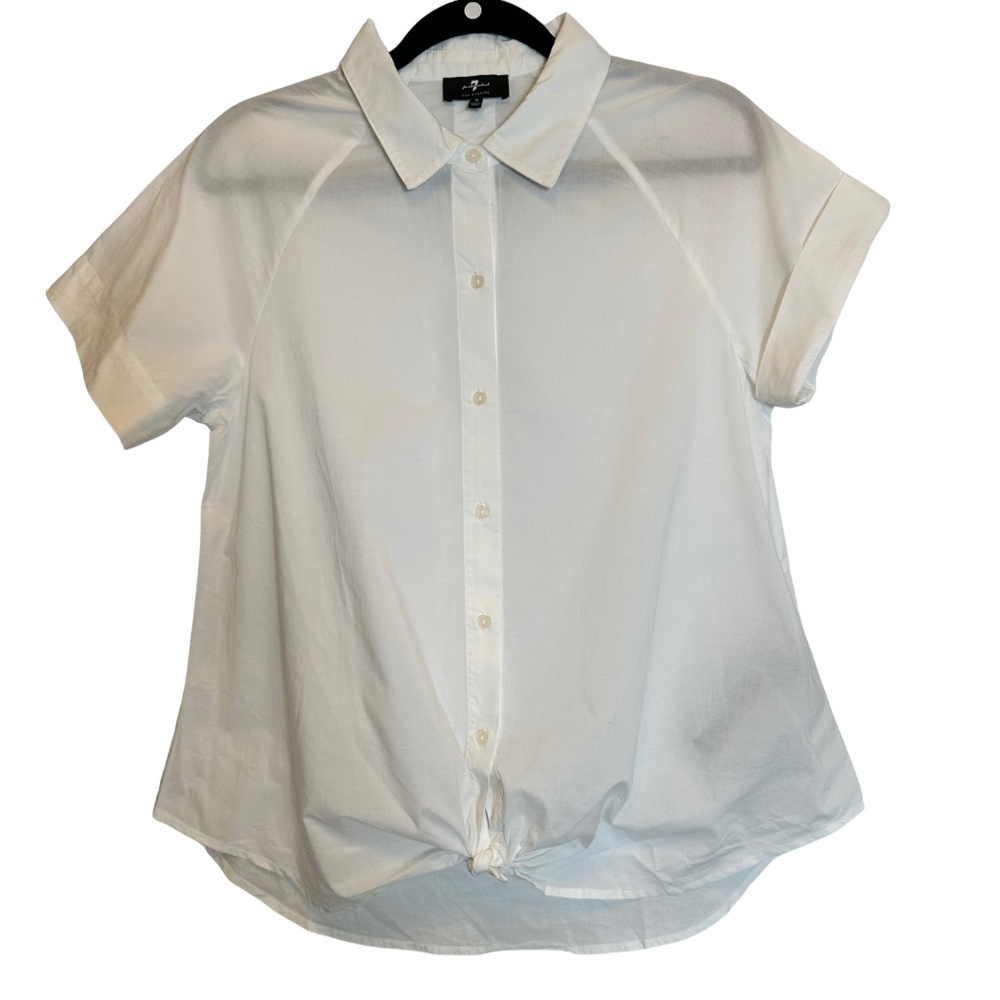 NWOT- 7 For All Mankind -Los Angeles - Button Up Blouse -Collard White - Size S